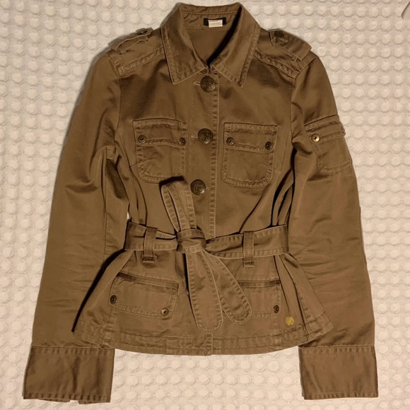 J Crew Tan Safari Style Belted Button Front Cotton Jacket S - Picture 2 of 13